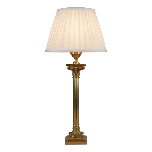 Tall Vintage Neoclassical Brass Table Lamp with Black Marble Base, 1950s For Sale