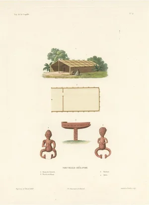 Duperrey, Illustration of a Spirit House in New Zealand, Print