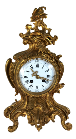 Antique Neo-Rococo Pendulum Clock in Bronze, 1850