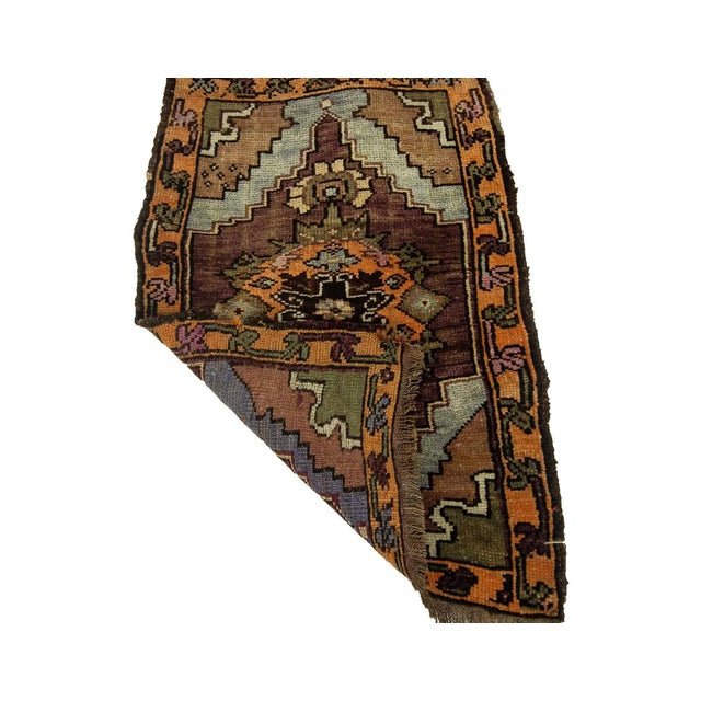 Mid-Century Modern Vintage Mini Turkish Kars Rug For Sale - Image 3 of 4