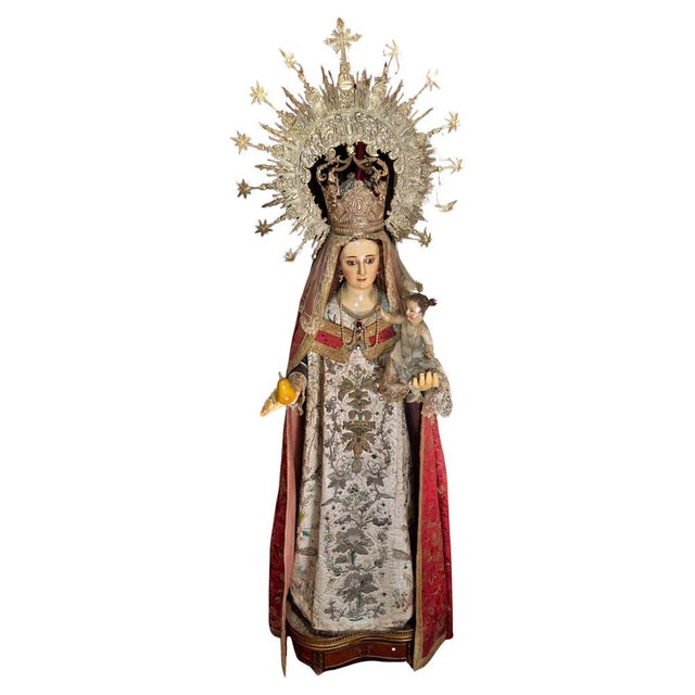 Peruvian Virgin and Child in the Dress, 17th Century For Sale - Image 10 of 10