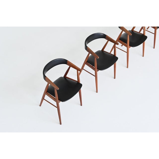 Black Dining Chairs in Teak by Ejnar Larsen & Aksel Bender, Set of 4 For Sale - Image 8 of 18