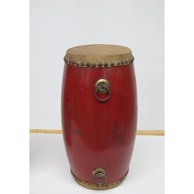 1950s Small Red Drums- a Pair For Sale - Image 4 of 5