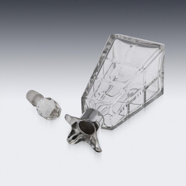 Antique English Silver and Cut Glass Decanter by Asprey, 1911 For Sale - Image 9 of 13