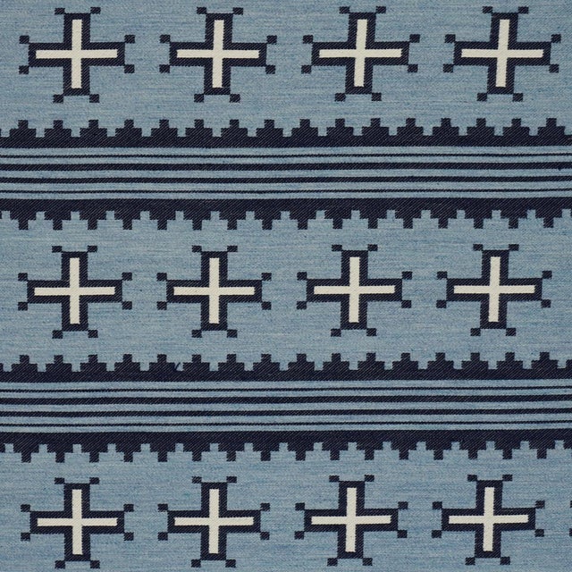 Schumacher Born For Water Fabric In Sky For Sale In New York - Image 6 of 6