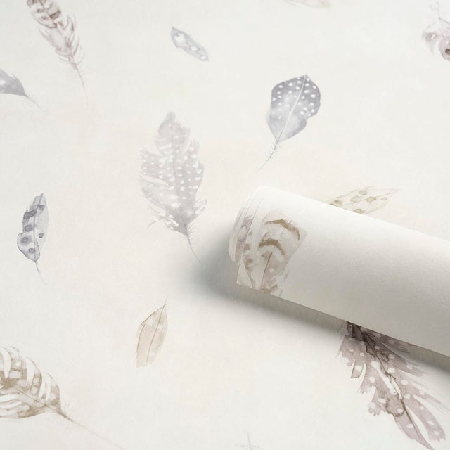 2020s SAMPLE - Schumacher Woodland Feathers Wallpaper In Pebble For Sale - Image 5 of 5