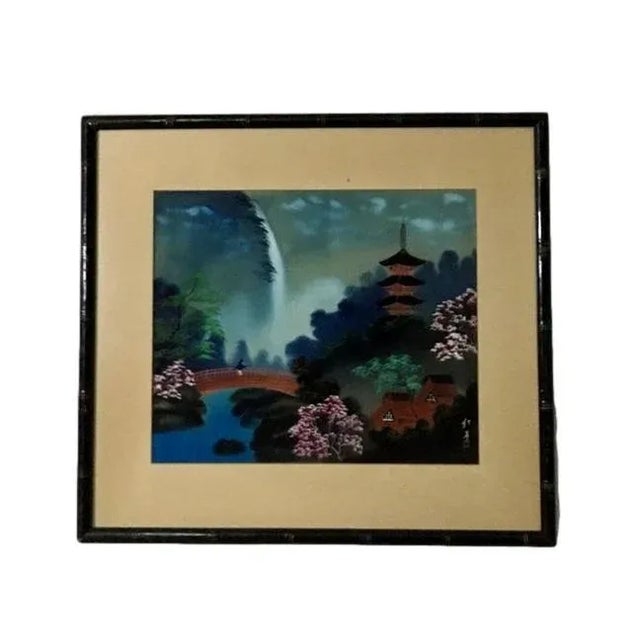 1940s Japanese Folk Art Gouache and Acrylic Paintings, Framed - Set of 3 For Sale - Image 9 of 12