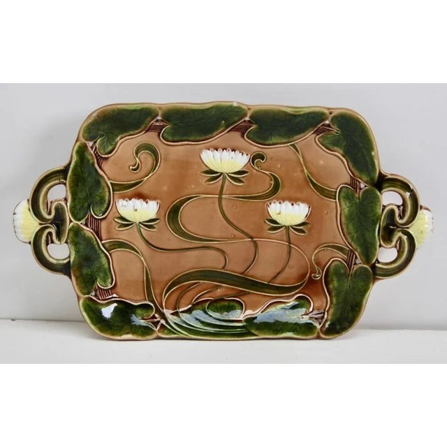 Art Nouveau Water Lily Majolica Service by Villeroy & Boch for Schramberg, Set of 10 For Sale - Image 3 of 13