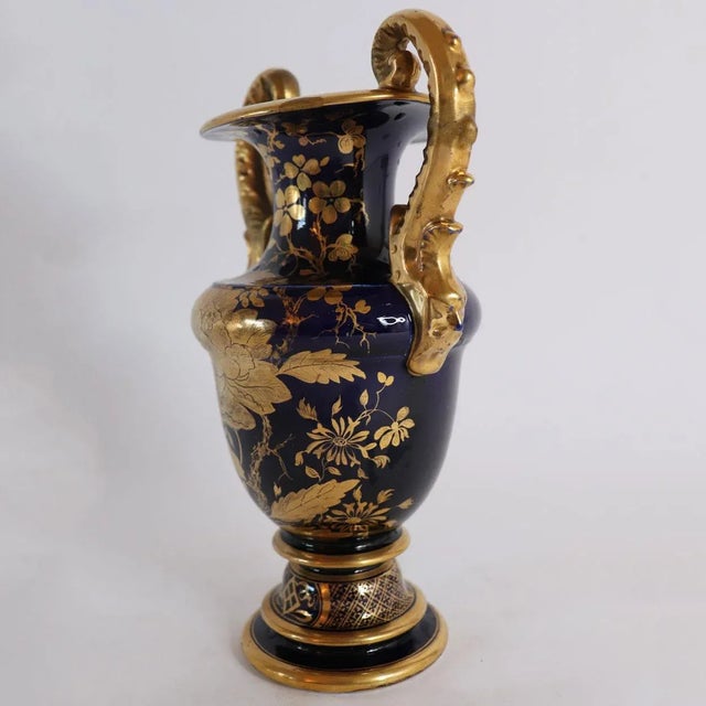 Medium English Mason's Ironstone Mazarine Blue and Gilt Two-Handle Urn For Sale In Denver - Image 6 of 11