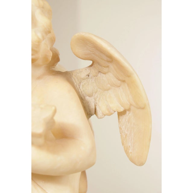 Antique Renaissance Revival Alabaster Carved Cherub Statue For Sale - Image 12 of 13