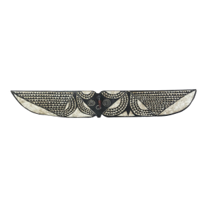 Vintage African Horizontal Butterfly Black & White Wood Mask Sculpture Burkina Faso 76.5" W