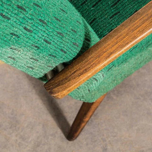 Green Armchairs with Geometric Slub Jacquard Upholstery by Jaroslav Šmídek, 1950s For Sale - Image 8 of 10