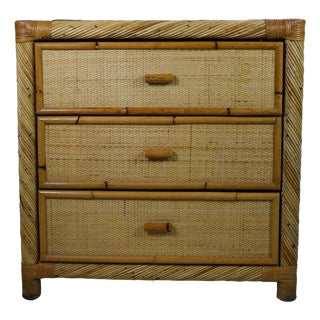 1970s Twisted Rattan and Cane Chest Attributed to Bielecky Brothers For Sale