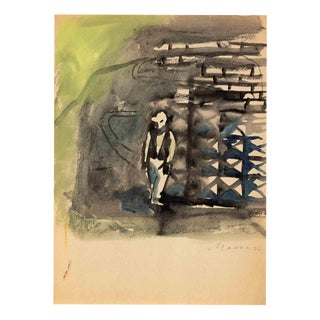 Mino Maccari, Modern Composition, 1960s, Watercolor For Sale