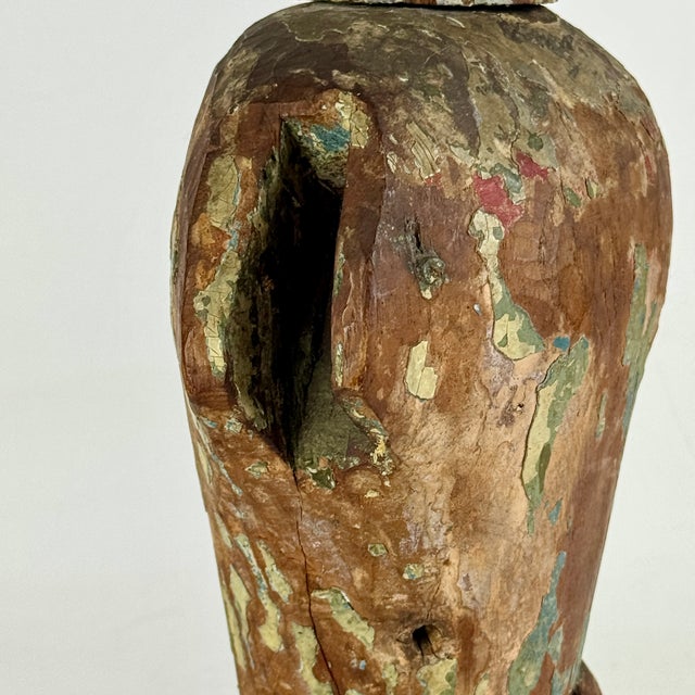 Brown Stupendous & Charming Salvaged Antique Carved Wood Santos Mannequin Sculpture, 16" H For Sale - Image 8 of 17