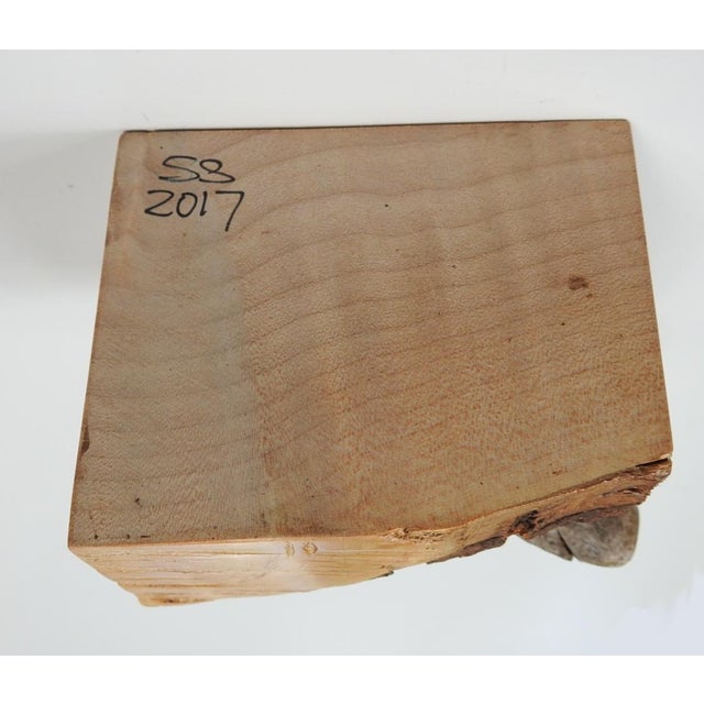 2017 Handcarved Wood Face on Stand Sculpture For Sale - Image 12 of 14