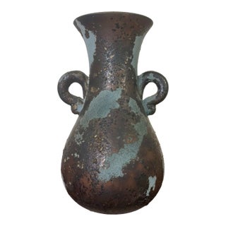 Vintage Tony Blueberry Evans Raku Vase - American Studio Pottery Signed For Sale