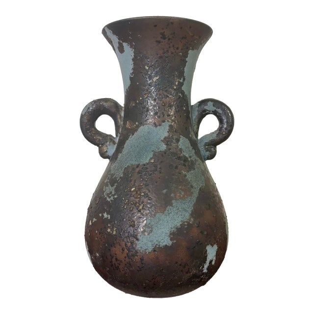 Vintage Tony Blueberry Evans Raku Vase - American Studio Pottery Signed For Sale