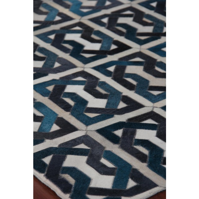 Montgomery Ivory/Navy Blue/Blue/Multi Patchwork Leather Area Rug - 11'6"x14'6" For Sale In Los Angeles - Image 6 of 9