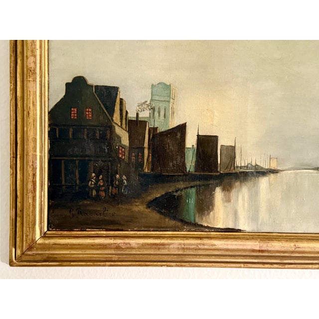 Antique Dutch Oil Painting in Gilt Frame For Sale - Image 4 of 12