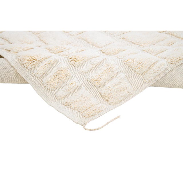 Ivory Raised Organic Embossed Hand-Knotted Wool Rug | 11'2" X 6'11" | One of a Kind For Sale - Image 8 of 10
