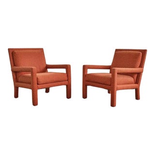 Pair of Midcentury Milo Baughman Style Parsons Armchairs For Sale