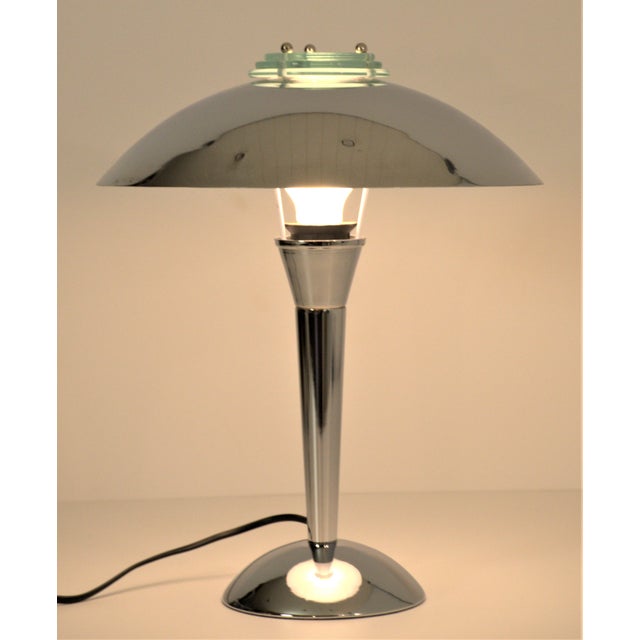 Art Deco Style Chrome and Glass Table Lamp, 1990s For Sale - Image 3 of 10