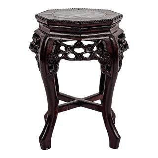 Late 20th Century Vintage Ming Dynasty Style Short Pedestal Plant Stand For Sale