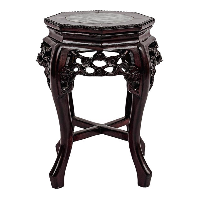 Late 20th Century Vintage Ming Dynasty Style Short Pedestal Plant Stand For Sale