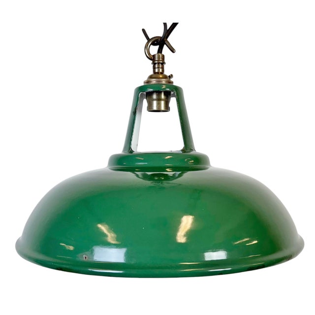 Industrial Green Enamel Factory Pendant Lamp, 1960s For Sale - Image 18 of 18
