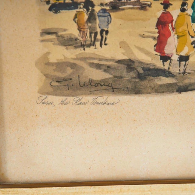 Vintage Watercolor Print of Paris by G. Lelong