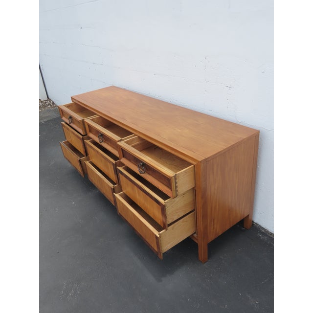 Basic Wiz Mid Century Modern Burlwood Long Low Dresser 6576 For Sale In Miami - Image 6 of 17