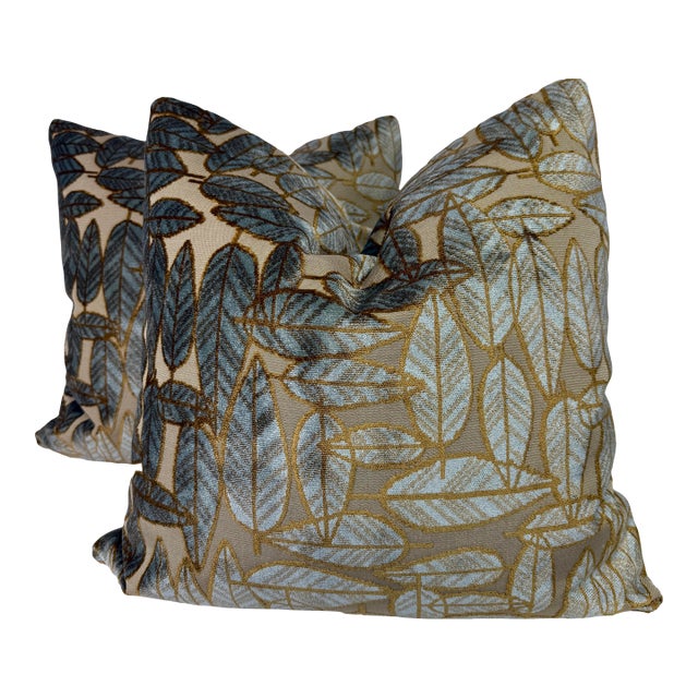 Pollack & Associates "Leaf Plush" in Treetop 22" Pillows-a Pair For Sale