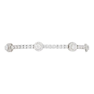 White Diamond Cluster Link Bracelet in 14k White Gold For Sale