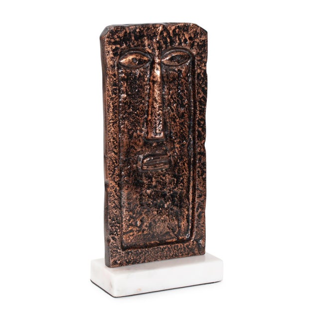 Modern Man Sculpture in Aluminum with Marble Base- Short For Sale - Image 9 of 11