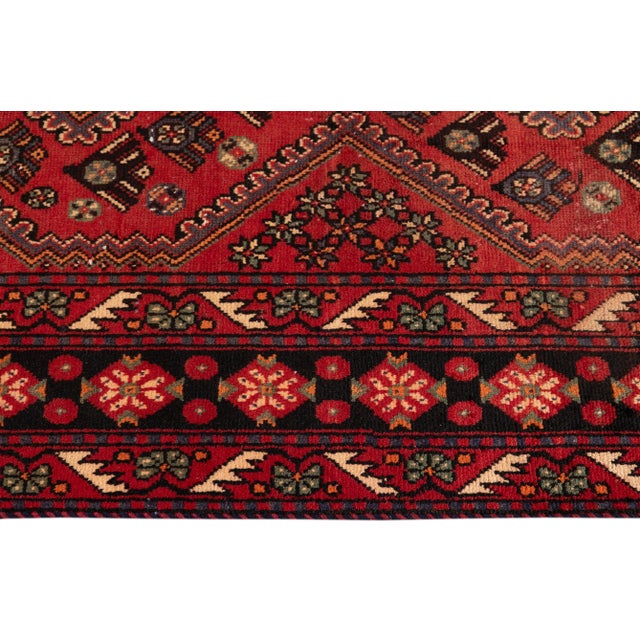 1960s Vintage Persian Handmade Red Wool Rug For Sale - Image 4 of 9
