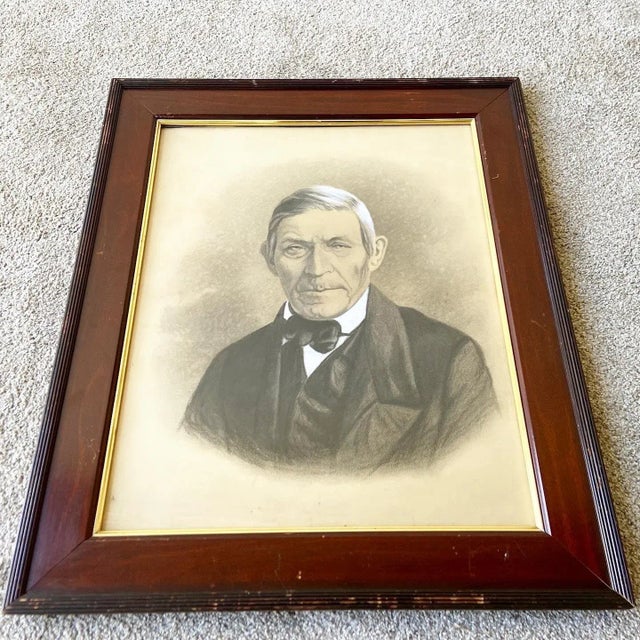 Early 20th Century Antique Fine Quality Charcoal Colored Portrait of Gentleman For Sale - Image 5 of 9