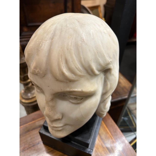 Head of Young Man in White Carrara Marble, Italy, 17th Century For Sale - Image 5 of 7