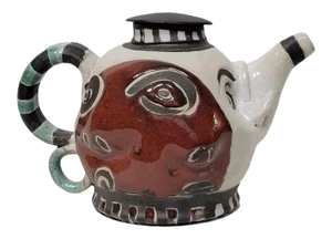 Late 20th Century Folk Art Pottery Tea Pot