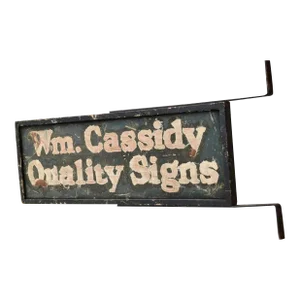 Antique "Wm. Cassidy Quality Signs" Smalt Sign Maker's Trade Sign, Circa 1880s