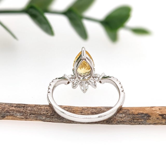 Yellow 1.4Ct Ceylon Yellow Sapphire Ring With Diamond Accents: Solid 14k Gold, 9x6mm, Size 6.75 For Sale - Image 8 of 8