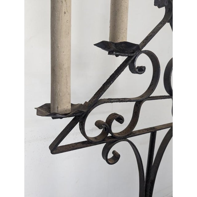 2000 - 2009 Large Wrought Iron Church Chandelier for 5 Candles For Sale - Image 5 of 8