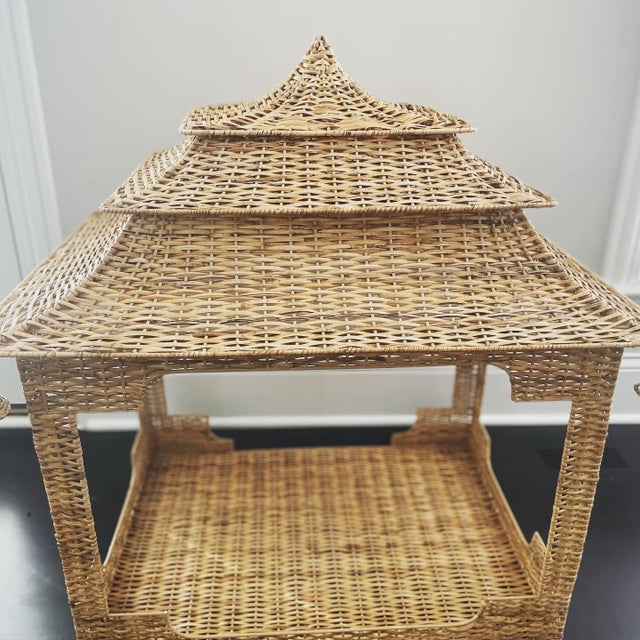 Modern Chinoiserie Pagoda Style Wicker Pet or Dog Bed Chairish