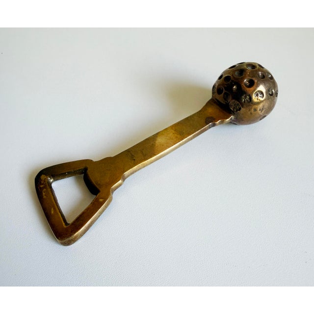 Mid-Century Modern Vintage Brass Golf Ball Bottle Opener For Sale - Image 3 of 6