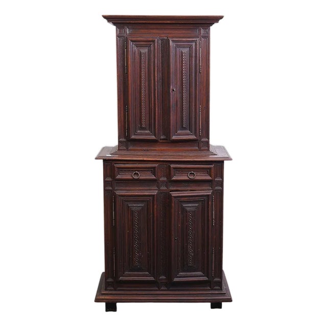 Rare Walnut Italian Narrow Buffet De Corps, 19th Century For Sale