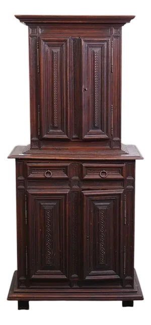 Rare Walnut Italian Narrow Buffet De Corps, 19th Century