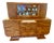 German Art Deco Sculptural Burl Walnut Credenza with Vitrine and Marble Serving Slide, 1932 For Sale