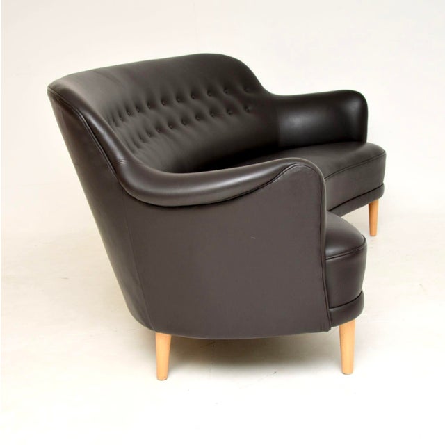 1960s Swedish Leather Sams Sofa by Carl Malmsten, 1960s For Sale - Image 5 of 11