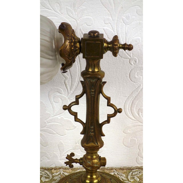 Traditional Antique Brass and Glass Torch Wall Lamp from Unbekannt, 1920s For Sale - Image 3 of 10
