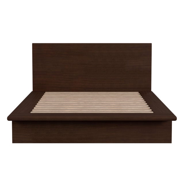 2020s Halmstad Wood Platform Queen Bed, Brown For Sale - Image 5 of 9